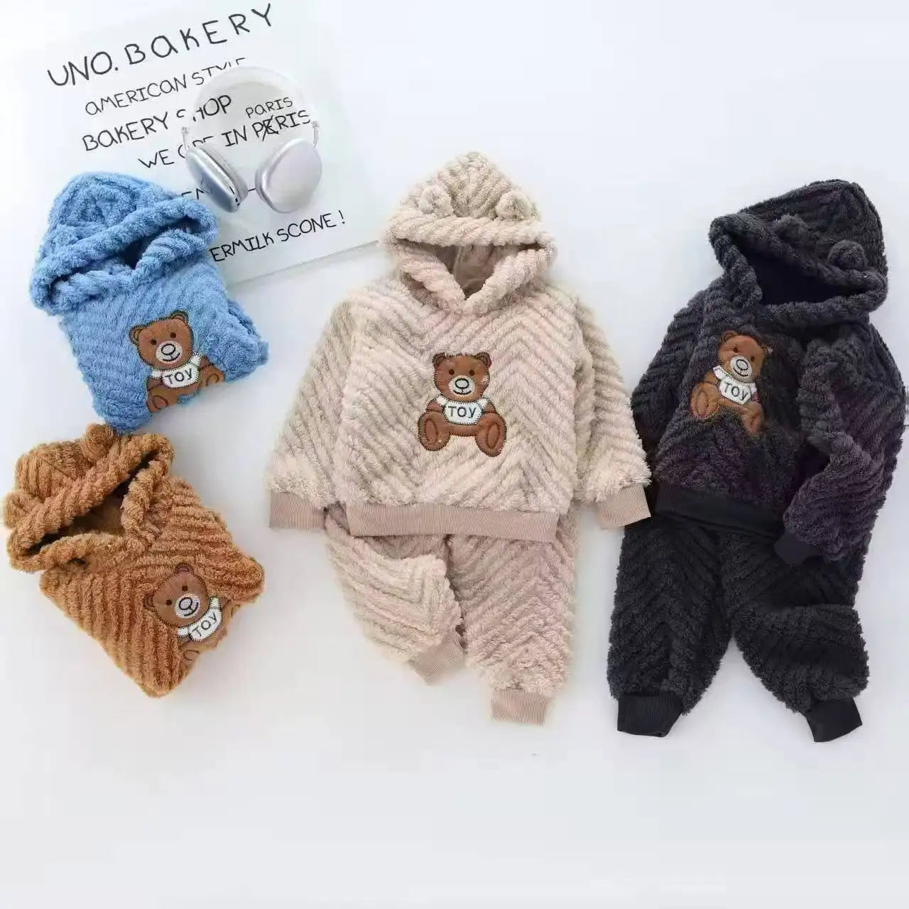 Bulala Kids Soft Fleece Animal Print Thermal Winter Warm Long Sleeve Sleepwear 2-Piece Pajama Set Custom OEM