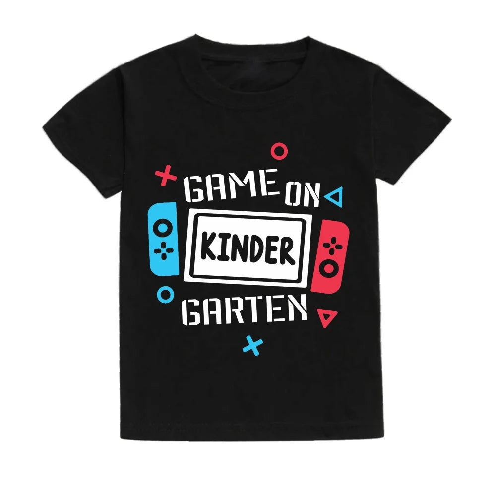 Kindergarten Children's Clothing First Day of School Children's T-Shirt Fashion Print Tops for Kids 3-6 Years Loose Kids Clothes