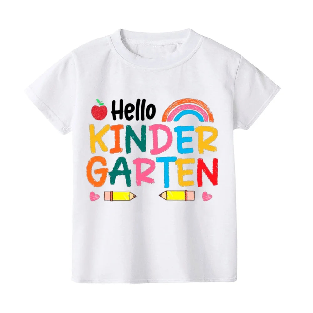 Kindergarten Children's Clothing First Day of School Children's T-Shirt Fashion Print Tops for Kids 3-6 Years Loose Kids Clothes