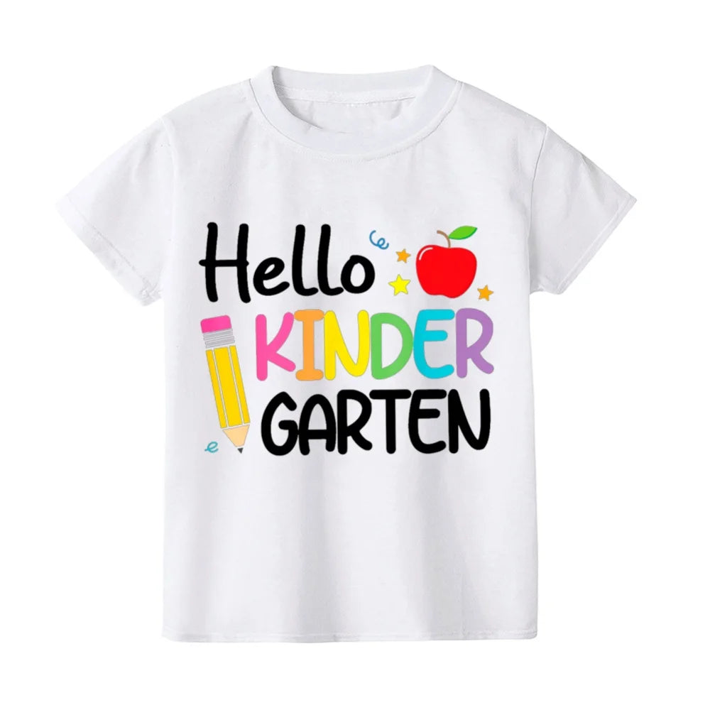Kindergarten Children's Clothing First Day of School Children's T-Shirt Fashion Print Tops for Kids 3-6 Years Loose Kids Clothes