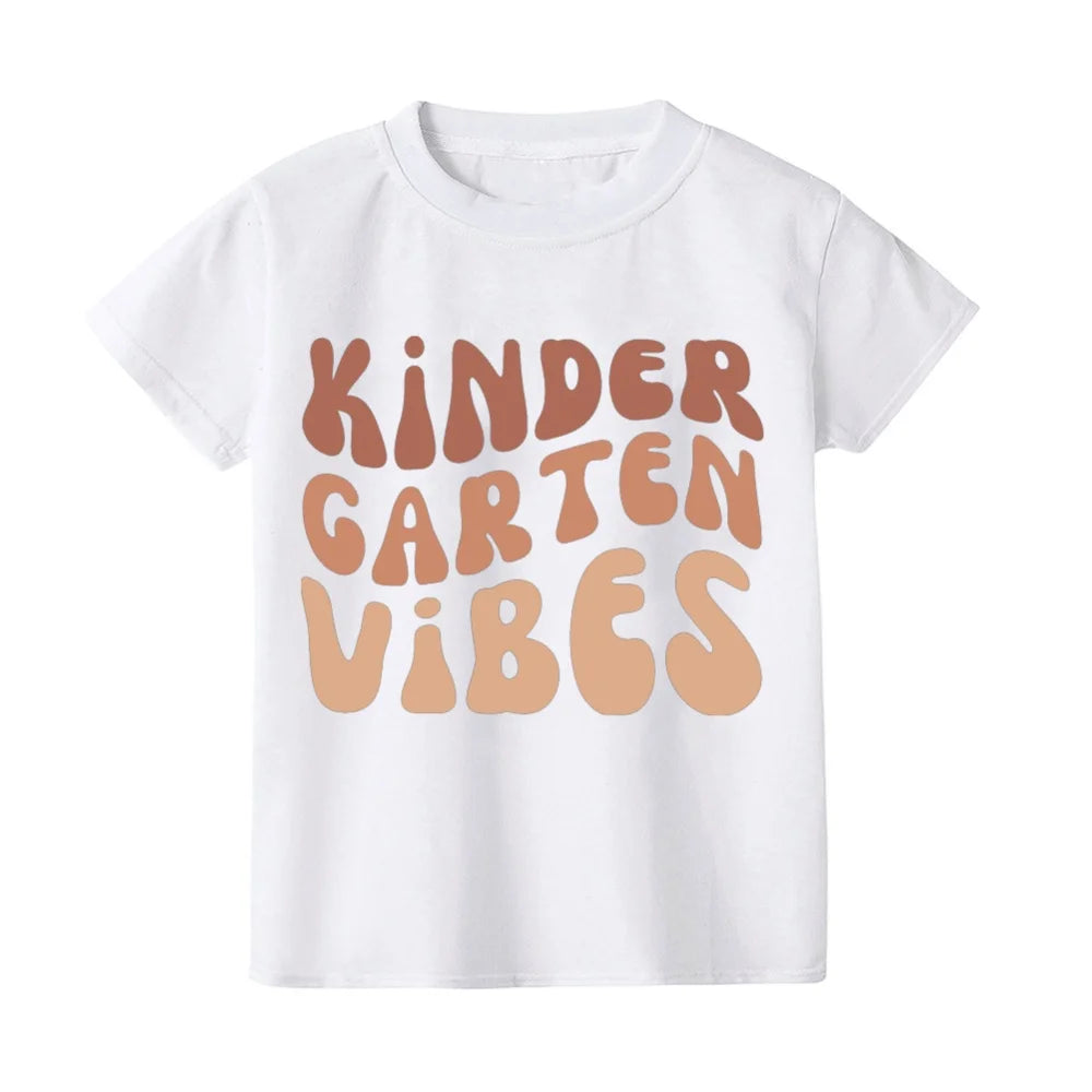 Kindergarten Children's Clothing First Day of School Children's T-Shirt Fashion Print Tops for Kids 3-6 Years Loose Kids Clothes