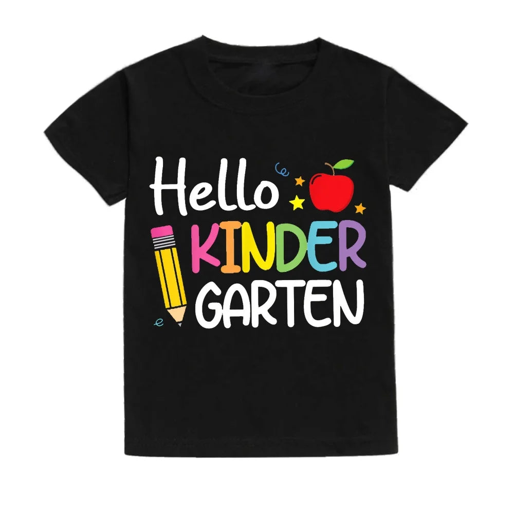 Kindergarten Children's Clothing First Day of School Children's T-Shirt Fashion Print Tops for Kids 3-6 Years Loose Kids Clothes