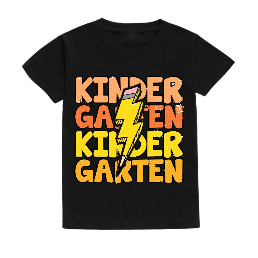 Kindergarten Children's Clothing First Day of School Children's T-Shirt Fashion Print Tops for Kids 3-6 Years Loose Kids Clothes