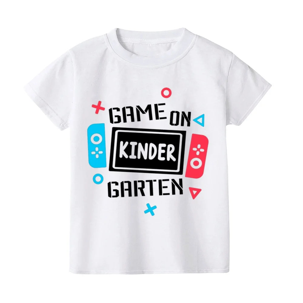 Kindergarten Children's Clothing First Day of School Children's T-Shirt Fashion Print Tops for Kids 3-6 Years Loose Kids Clothes