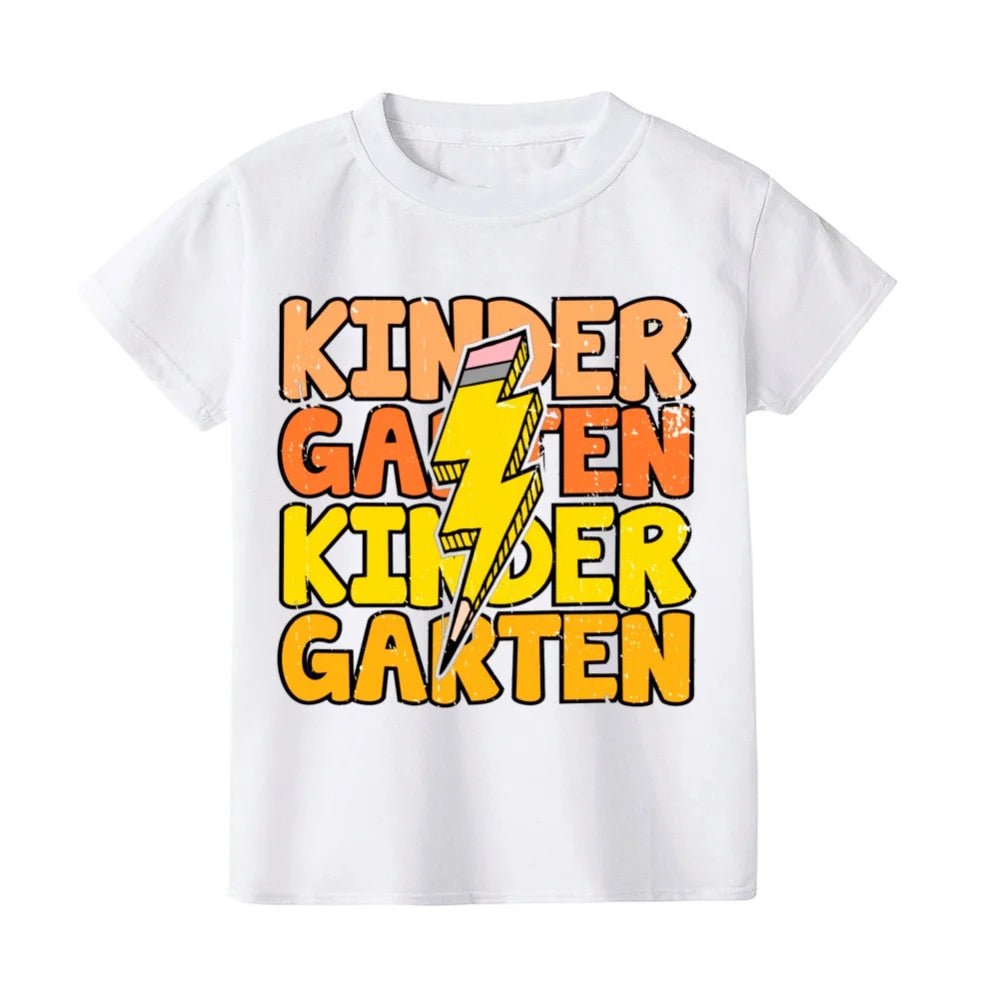 Kindergarten Children's Clothing First Day of School Children's T-Shirt Fashion Print Tops for Kids 3-6 Years Loose Kids Clothes