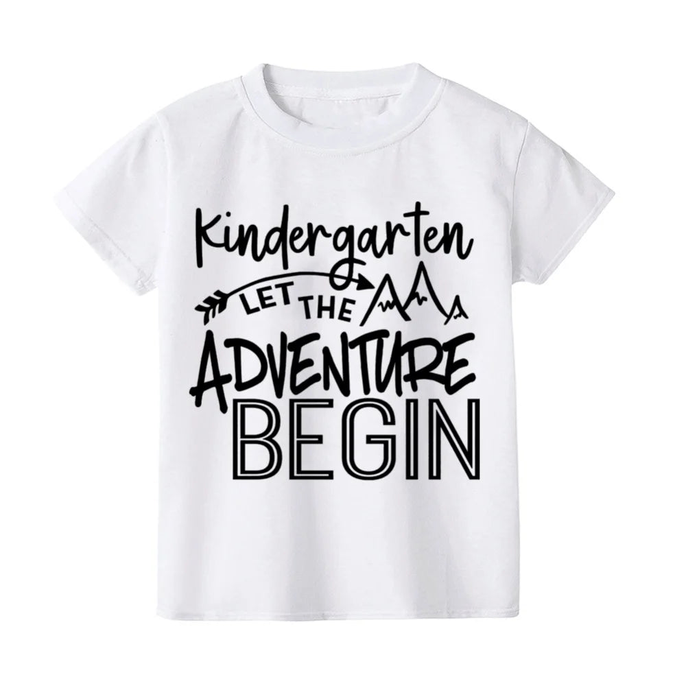 Kindergarten Children's Clothing First Day of School Children's T-Shirt Fashion Print Tops for Kids 3-6 Years Loose Kids Clothes