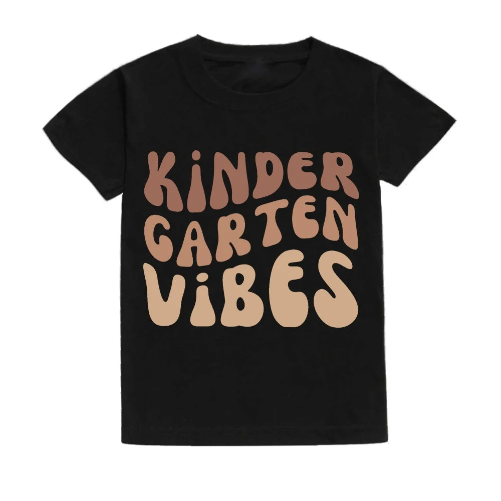 Kindergarten Children's Clothing First Day of School Children's T-Shirt Fashion Print Tops for Kids 3-6 Years Loose Kids Clothes